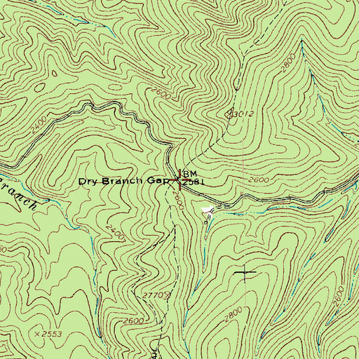 Topographic Map of Dry Branch Gap, VA