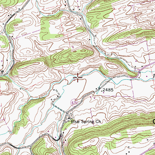 Topographic Map of Dry Creek, VA