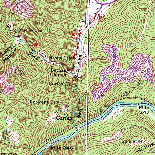 Topographic Map of Dry Fork, VA