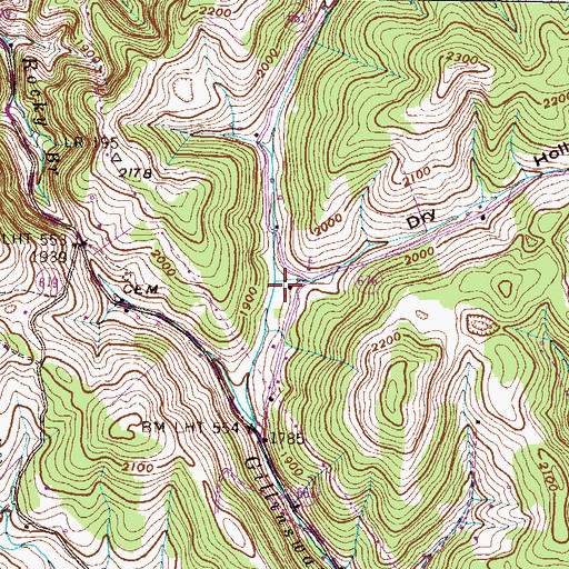 Topographic Map of Dry Hollow, VA