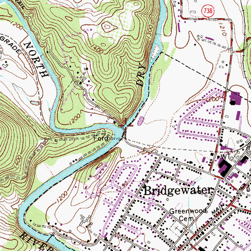 Topographic Map of Dry River, VA