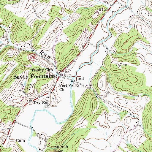 Topographic Map of Dry Run, VA