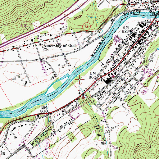 Topographic Map of Dry Run, VA