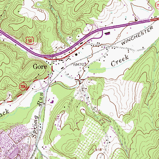 Topographic Map of Dry Run, VA
