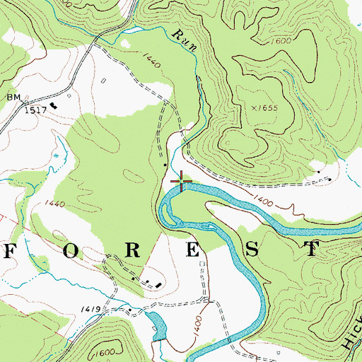 Topographic Map of Dry Run, VA