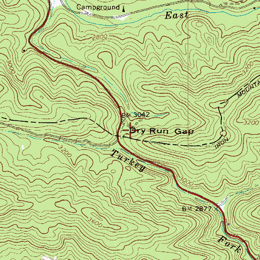 Topographic Map of Dry Run Gap, VA