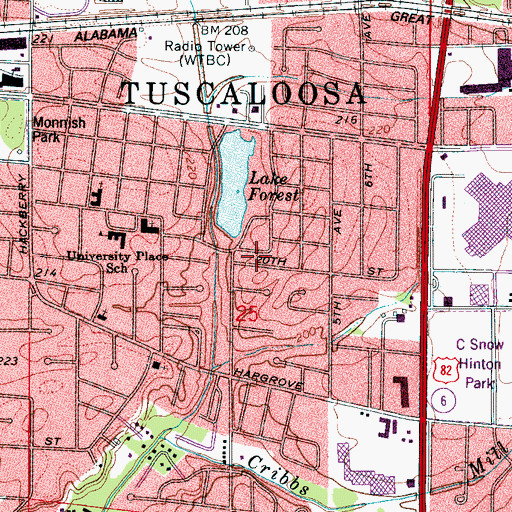 Topographic Map of Lakeview, AL