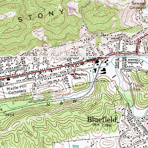 Topographic Map of Dudley Primary School, VA