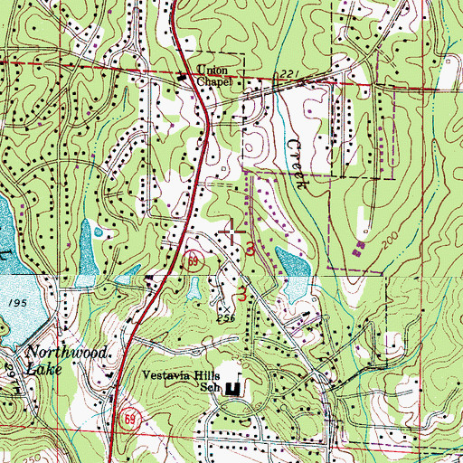 Topographic Map of Lakeview Estates, AL