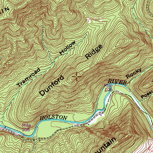Topographic Map of Dunford Ridge, VA