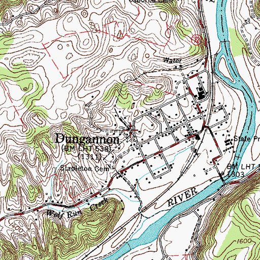 Topographic Map of Dungannon, VA