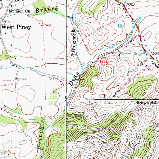 Topographic Map of Dungeon Branch, VA