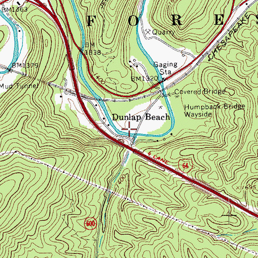 Topographic Map of Dunlap Beach, VA
