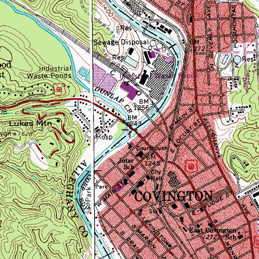 Topographic Map of Dunlap Creek, VA
