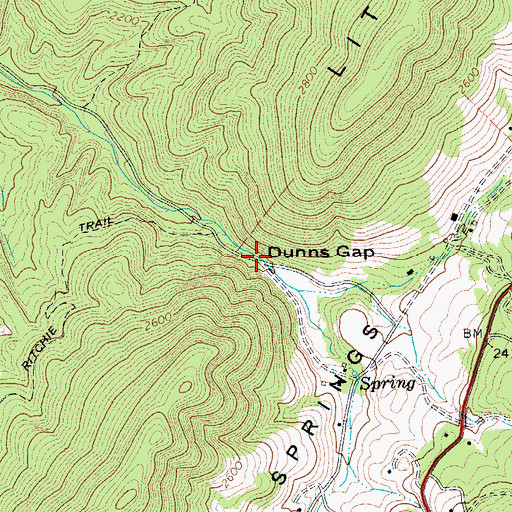 Topographic Map of Dunns Gap, VA