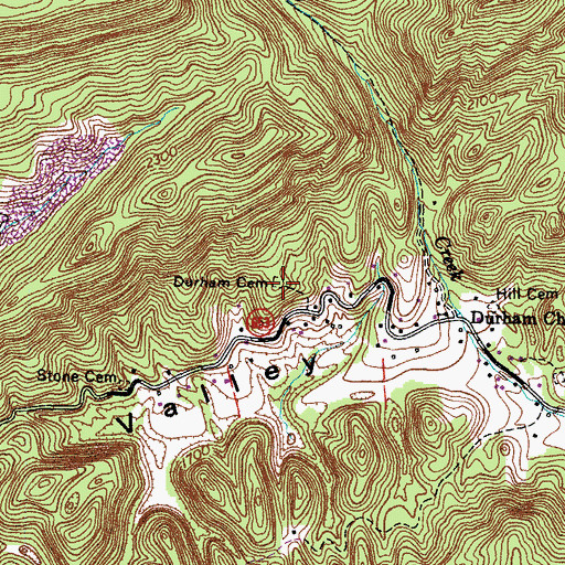 Topographic Map of Durham Cemetery, VA