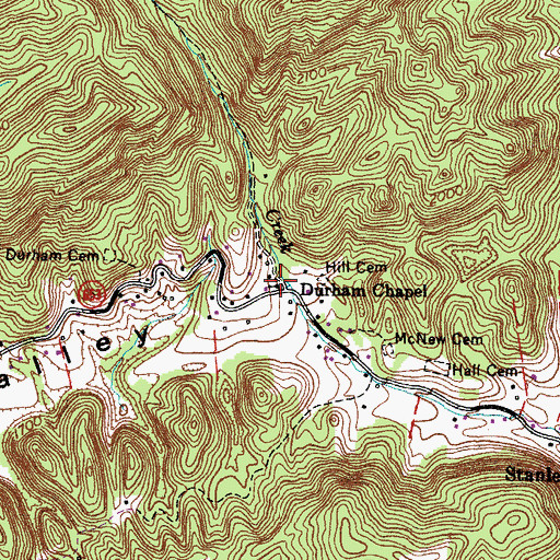 Topographic Map of Durham Chapel, VA