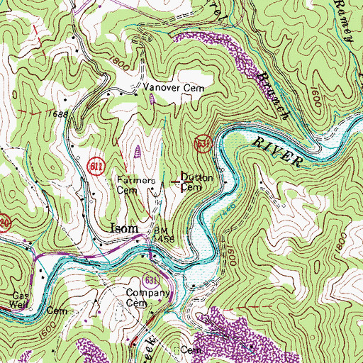 Topographic Map of Dutton Cemetery, VA