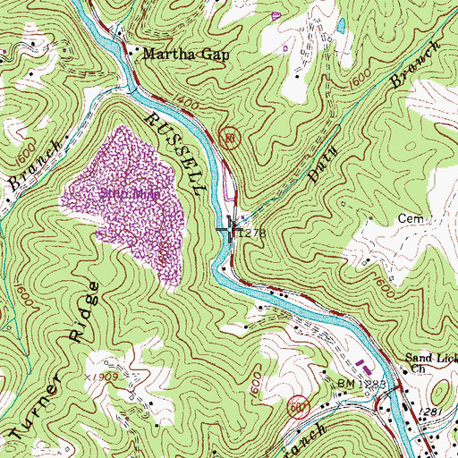 Topographic Map of Duty Branch, VA