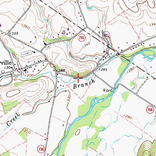 Topographic Map of Earhart Creek, VA