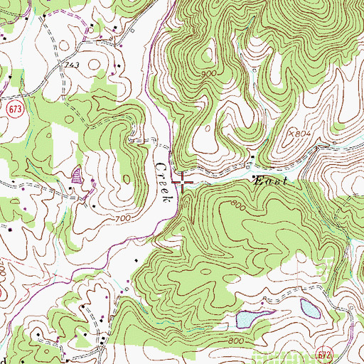 Topographic Map of East Branch Hat Creek, VA