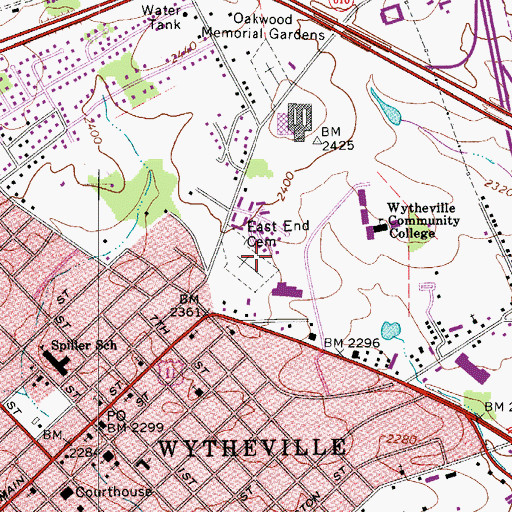 Topographic Map of East End Cemetery, VA