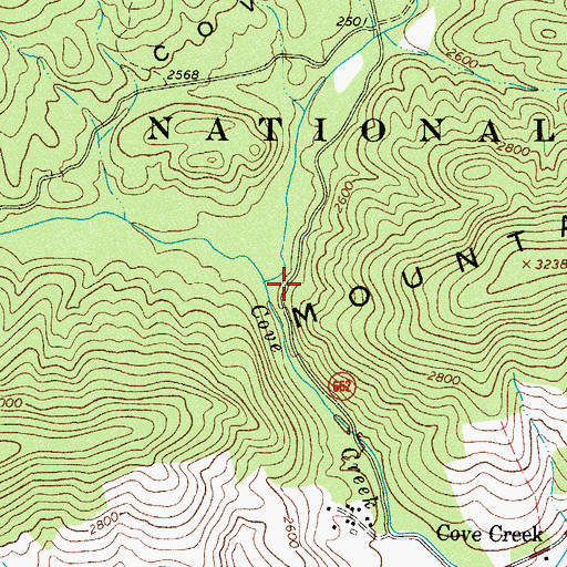 Topographic Map of East Fork Cove Creek, VA