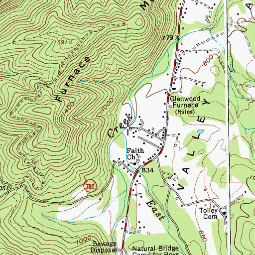 Topographic Map of East Fork Elk Creek, VA