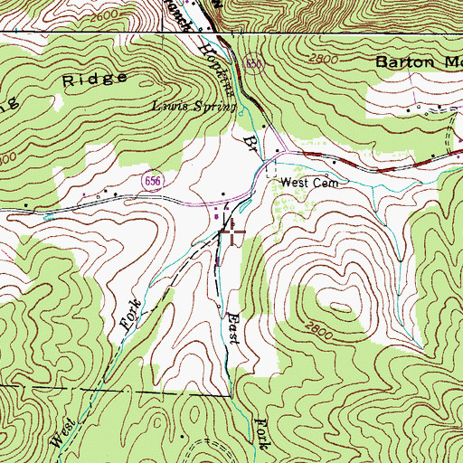 Topographic Map of East Fork Hopkins Branch, VA