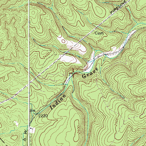 Topographic Map of East Fork Indian Grave Creek, VA