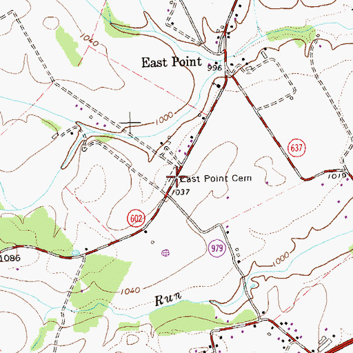 Topographic Map of East Point Cemetery, VA