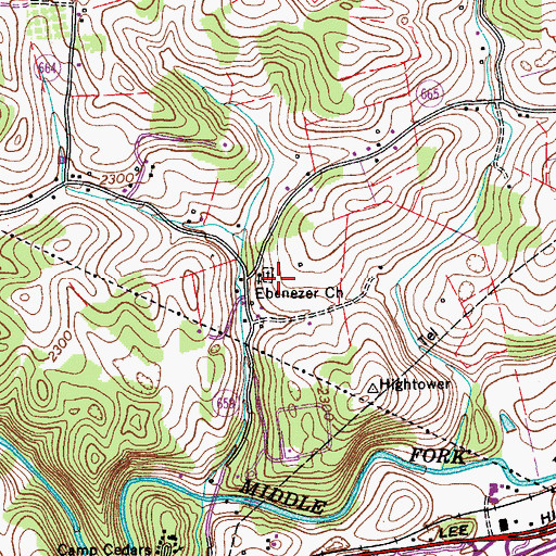 Topographic Map of Ebenezer Church, VA