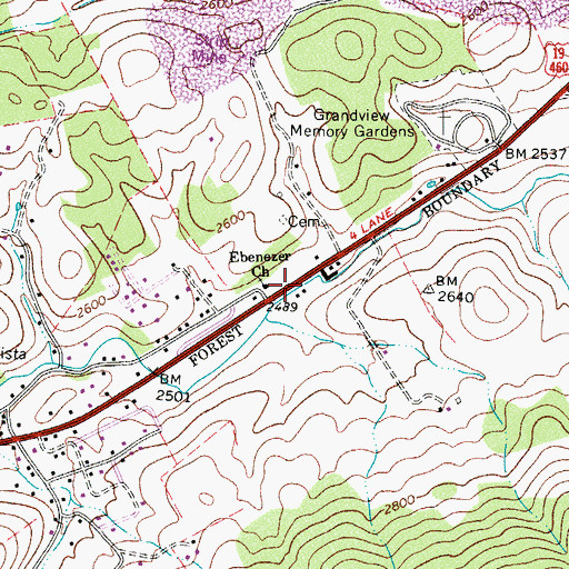 Topographic Map of Ebenezer Church, VA