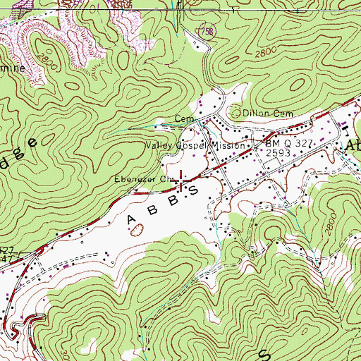 Topographic Map of Ebenezer Church, VA