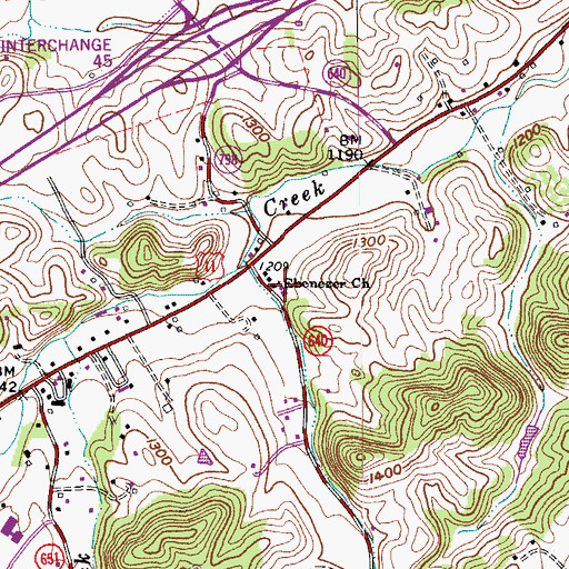 Topographic Map of Ebenezer Church, VA