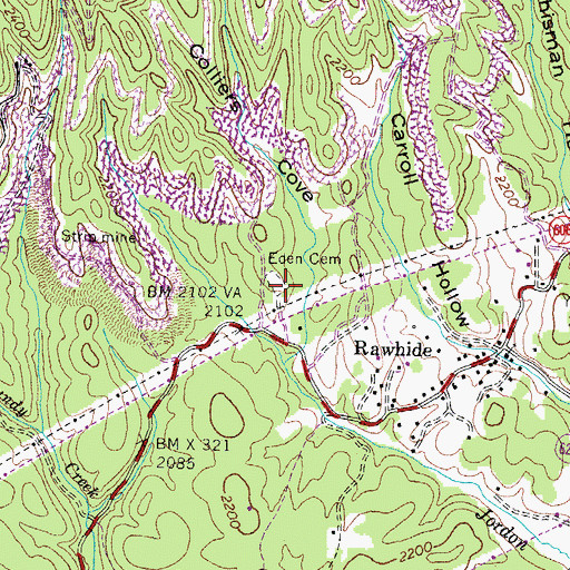 Topographic Map of Eden Cemetery, VA