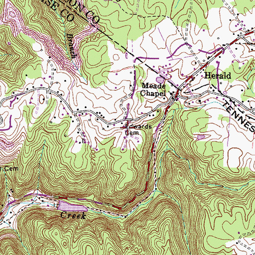 Topographic Map of Edwards Cemetery, VA