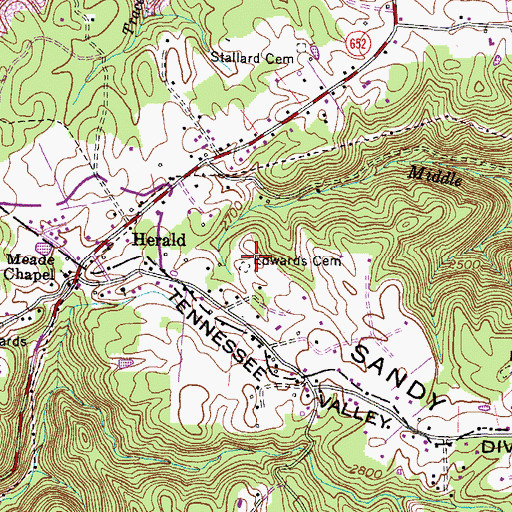 Topographic Map of Edwards Cemetery, VA