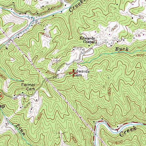 Topographic Map of Edwards Cemetery, VA