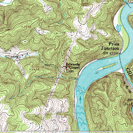 Topographic Map of Edwards Chapel, VA