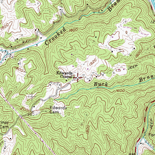 Topographic Map of Edwards Chapel, VA