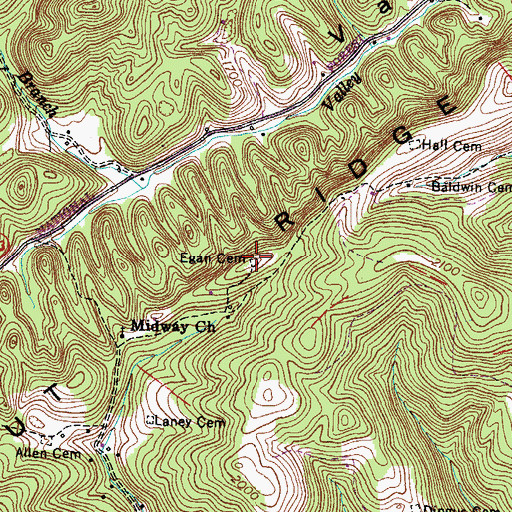 Topographic Map of Egan Cemetery, VA