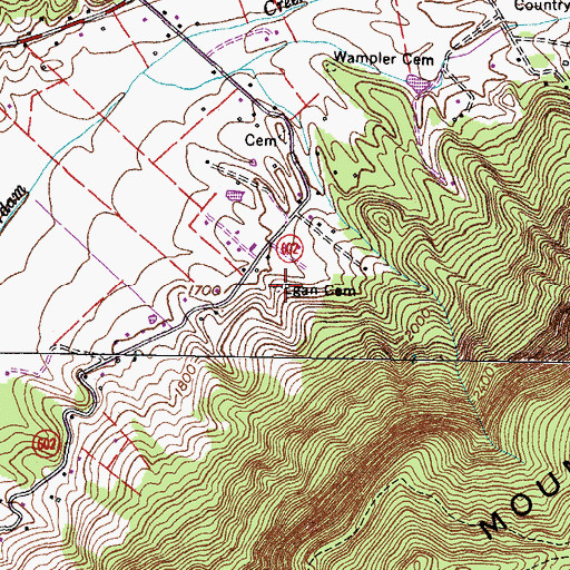 Topographic Map of Egan Cemetery, VA