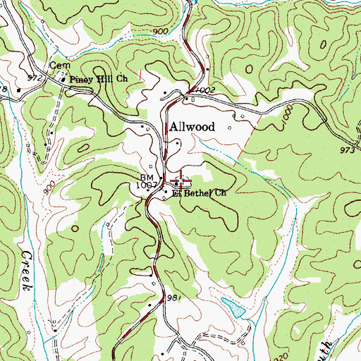 Topographic Map of El Bethel Church, VA