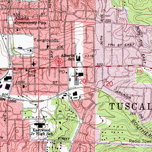 Topographic Map of Leland Shopping Center, AL
