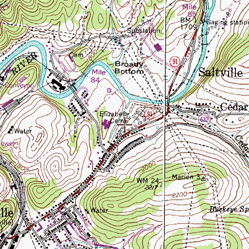 Topographic Map of Elizabeth Cemetery, VA