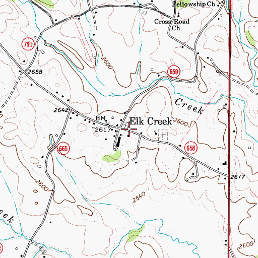 Topographic Map of Elk Creek, VA