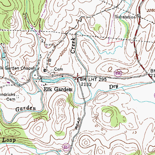 Topographic Map of Elk Garden, VA