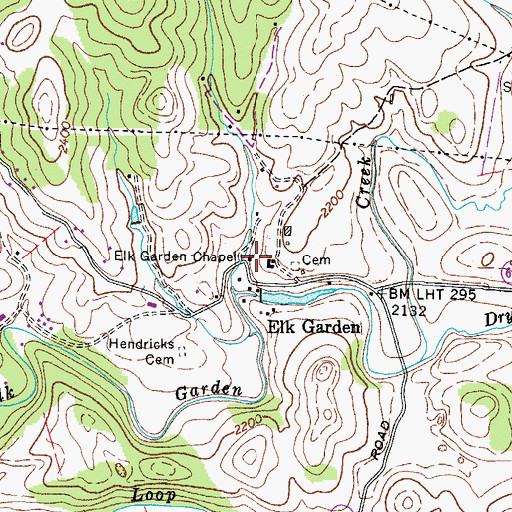 Topographic Map of Elk Garden Chapel, VA