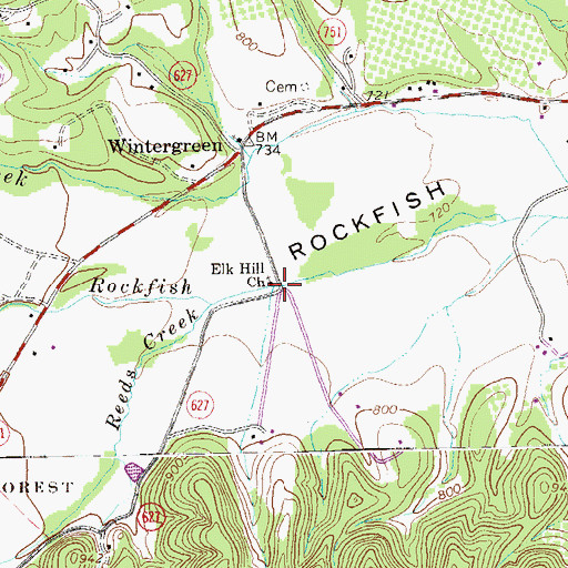 Topographic Map of Elk Hill Church, VA